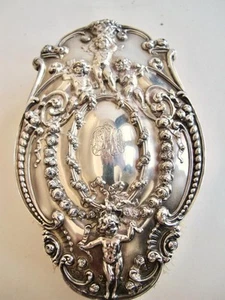 Antike Tiffany & Co Sterling Herren große Haarbürste (1) Cherub RoseBuds Girlanden - Bild 1 von 5
