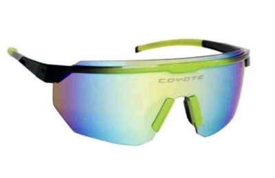 COYOTE HAVOC sports wrap Sunglasses-Polarized- Black&Green Matte-Blue Mirror-NEW - Image 1 of 4