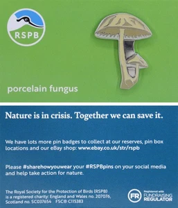 RSPB Pin Badge NIIC Porcelain Fungus P03194 - Picture 1 of 1