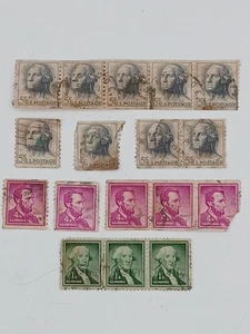 Vintage Briefmarken GRÜN 1c George Washington 5c Lincoln 4c lila - Bild 1 von 5