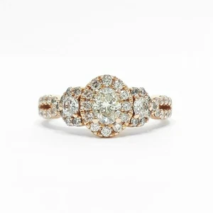 Drei Steine ovaler Heiligenschein Kathedrale geteilter Schaft mit Peekaboo Diamant 14k Roségold - Bild 1 von 11