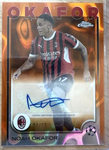 Noah Okafor Orange Lava Auto 4/25 2024-25 Topps Chrome UEFA Soccer (hobby 1:909) - Foto 1 di 2