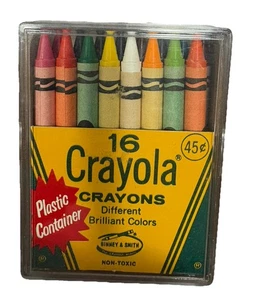 Crayones Crayola Nº 16 en caja original con estuche de plástico Binney & Smith de colección “.45¢” - Imagen 1 de 6