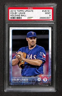 2015 TOPPS UPDATE #US151 COLBY LEWIS HOLDING BALL PSA 9 Mint 25640307  - Image 1 of 3