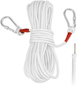 6/15 Zoll Draht Mitte Flagge Pole Seil 66 Fuß weiß geflochten Polyester Fallen mit - Bild 1 von 12