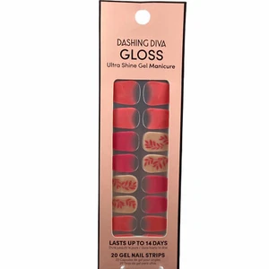 NEW Dashing Diva Gloss Ultra Shine Gel Nail Strips Coral Pink Leaf Clear - Picture 1 of 2