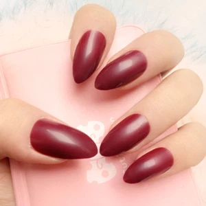 STILETTO *BRICK HOUSE* Full Cover Red Brown 24 Nails Tips Press On Glue Set! - Picture 1 of 5