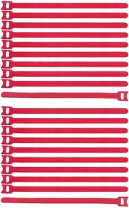 20 x Klett-Kabelbinder wiederverwendbar 300 x 28 mm rot Kabelklett Klettband VT - Bild 1 von 7