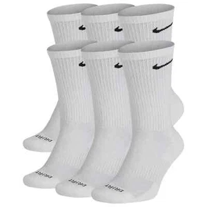 Nike Everyday Plus Cushion Crew White Black Socks SX6897 100 (6 Pairs) - SIZE L - Picture 1 of 2