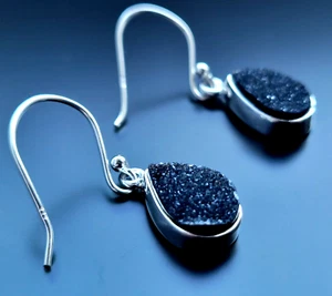 Wunderschöne 925 Sterling Silber Ohrringe funkelnde Druse Edelsteine Echtschmuck - Bild 1 von 4