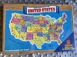 1993 United States Wooden Puzzle World Map Double Sided NEW Milton Bradley Kids