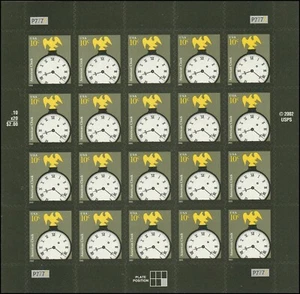 US 3757b American Design Clock 10c sheet P7777 (20 overall tagging) MNH 2003 - Picture 1 of 1