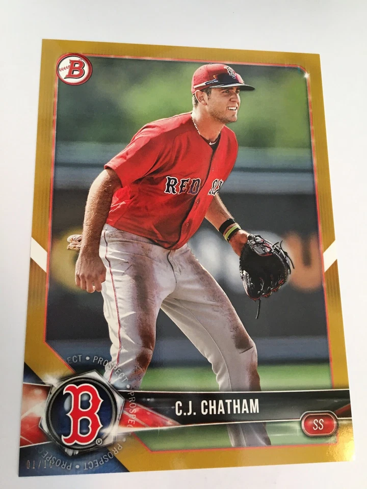 2018 Bowman Paper Prospects Jumbo 5x7 C.J. Chatham Red Sox BP117 Gold 03/10 - Image 1 of 1