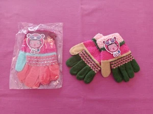 2-Pack Assortment of New Girls Gloves-Warm-Bright Colors-Patterns-Designs - Picture 1 of 1