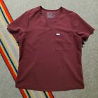 Figs Scrub Top Women's Large Technical Collection Large Maroon Red Shirt