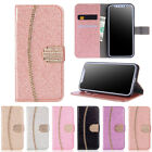 Brokatowy portfel etui diamentowe damskie flip cover do iPhone 15 14 13 12 11 Pro Max