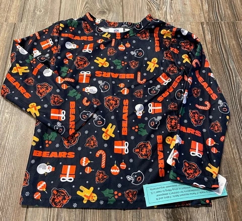 NWT Boys Chicago Bears Christmas/Winter Logo Long Sleeve Pajama Top Size XS 4/5 Cover