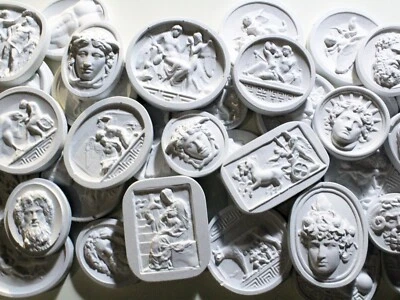 Bundle of 40 Mixed Grand Tour Intaglios, Plaster Intaglio, Wall Art, Roman Cameo