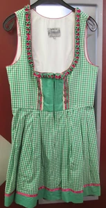 Damen Trachten Kleid Dirndl grün weiß kariert Gr. 42 - Picture 1 of 2