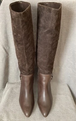 COACH Fara Brown Leather & Suede Knee High Boots C Signature Women’s 7 B - Image 1 of 4