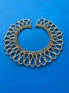 Vtg Faux Pearl Bib Wide Collar Choker Necklace Scalloped Statement  Piece - Picture 1 of 10