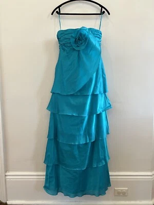 Vestido Formal FRASCARA Beker Fashions 100% SEDA Azul Turquesa Y2K Foto 1 de 4