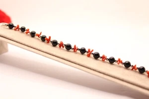 Bracciale Donna Corallo Rosso Naturale Onice liscia mm 6 cm 18 Ematite Sfaccetta - Foto 1 di 5