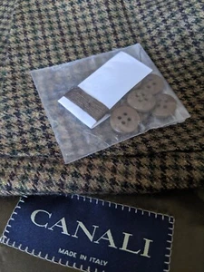 Giacca blazer cappotto tweed lana quadri denti marrone oliva CANALI 40R tela intera 50R - Foto 1 di 6