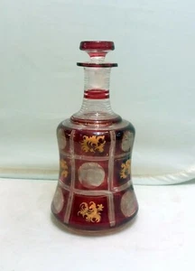 Antike handgefertigte Biedermeyer Rubinkristallflasche - Bild 1 von 7