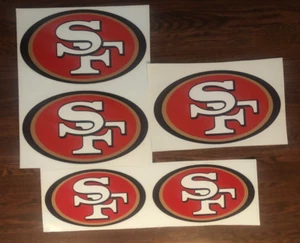 San Franisco 49er's  Team Outdoor Decals Two sizes (5pc) IMPERFECT Look and Read - Picture 1 of 5