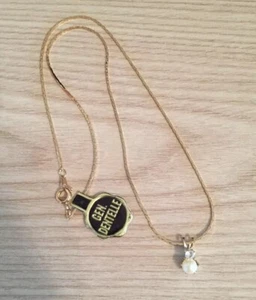 NEU Vintage goldfarbene Kunstperlen + Dentelle Strass elegante Halskette 16" Kette neu aus altem Lagerbestand - Bild 1 von 6