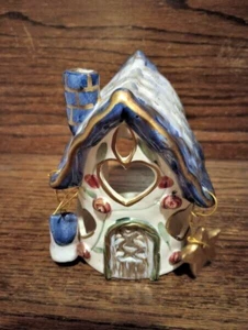 Adorable House Ceramic Candle Holder ~ Hearts ~ Stars ~Country ~ Valentines Day - Picture 1 of 3