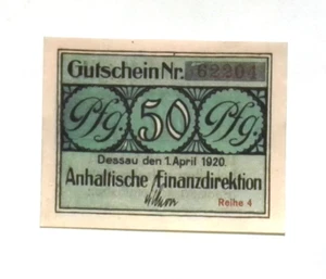 1921 Germany DESSAU 50 Phennig Banknote / Notgeld - Picture 1 of 2