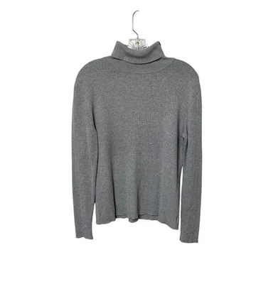 Suéter Chicos Gris Acanalado Cuello Alto Talla 2 Mezcla Seda Manga Larga Ligero Foto 1 de 4