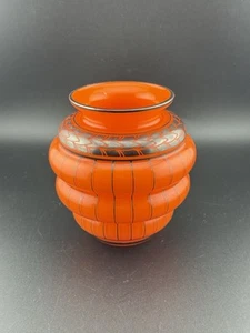 Antique 1920’s Loetz Tango Glass Vase Orange W/Silver Overlay 4.25” - Picture 1 of 8