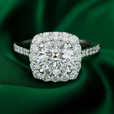 950 Platinum Engagement Diamond Ring 1.50 Carat IGI Lab Grown Round Cut Size 5 6 - Image 1 of 4