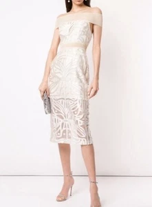 Alice McCall Lunar Eclipse Midi Dress Off Shoulder Ivory Size AU8/US4/EU36 - Picture 1 of 6