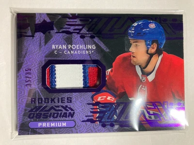 2019-20 UD Black Obsidian Rookies Patch Purple #OJ-RP Ryan Poehling RC 35/35 - Image 1 of 2