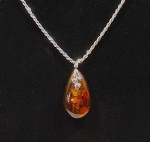 Stunning Baltic Amber & Sterling Silver Necklace Unique Floral B Rope Chain 30" - Picture 1 of 6