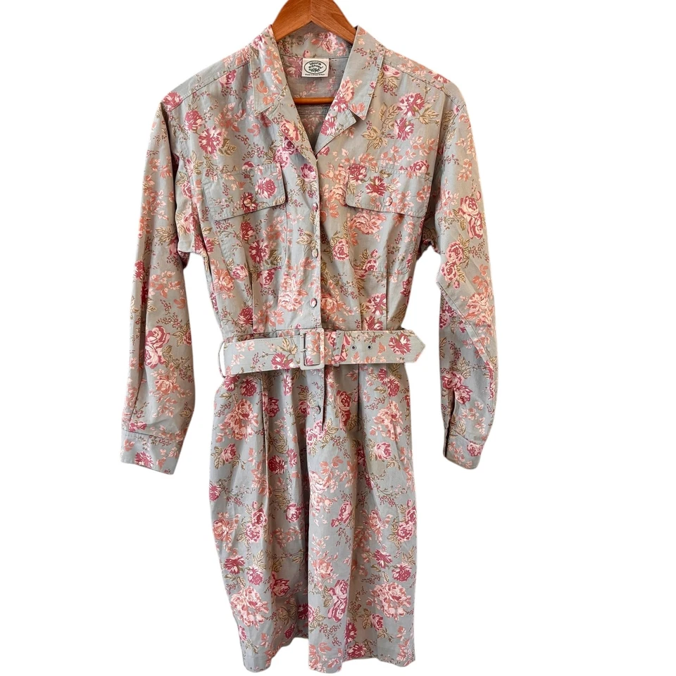 Vintage Laura Ashley 80s Floral Cottage Core Dress Size 8 Belted Button Up - Image 1 of 4
