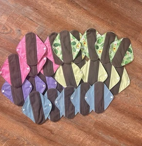 Reusable Cloth Pads Menstruation Period Washable Eco Friendly Full Set 21 Total - Picture 1 of 3
