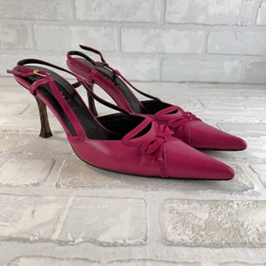 Zapatos elegantes Escada Slingback Tacones Mujer 39.5 Rosa Punta Punta Lazo Italia 8.5 - Imagen 1 de 20
