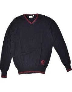 ELLESSE Mens V-Neck Jumper Sweater Medium Navy Blue Cotton VG14 - Picture 1 of 3