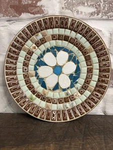 Vintage PM Israel Metall Schüssel Teller Handarbeit Mosaikfliese Kunst Dekor/Schmuckschale - Bild 1 von 8