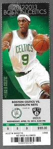 April 10 2013 Boston Celtics vs Brooklyn Nets ticket stub RAJON RONDO - Picture 1 of 1