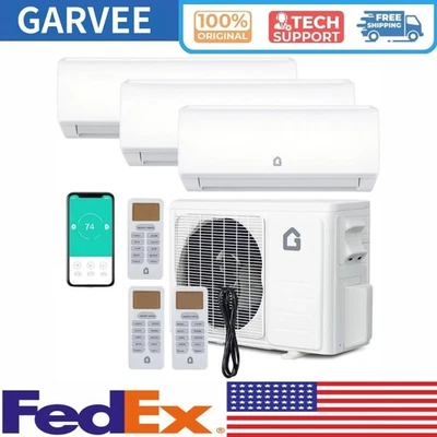 28000BTU Tri Zone Mini Split Air Condition AC/Heating System 20SEER2 12K+12K+12K - Image 1 of 4