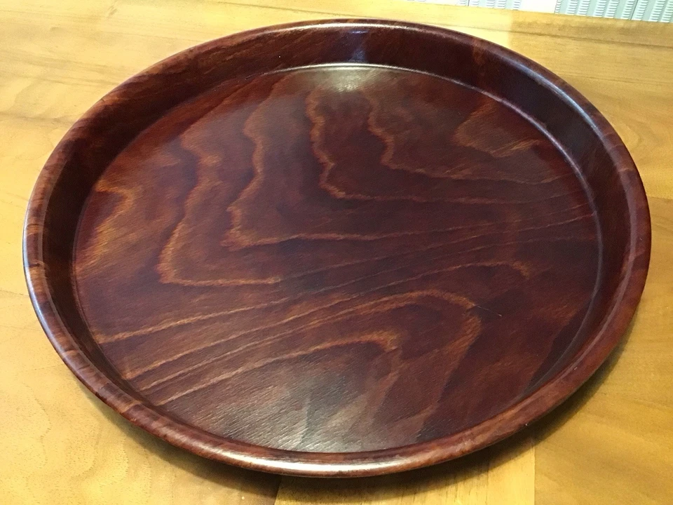 Vintage Tablett Gastrotablett rund Gerling Holz Gerlinol mit hohem Rand - Bild 1 von 4