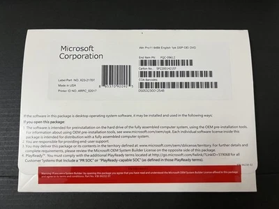 Win 11 Pro 64-Bit DVD + Genuine Product Key, Factory Sealed.Freeshipping.#& - Image 1 of 2