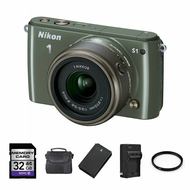 Cámara digital Nikon 1 S1 10,1 MP - caqui con lente de 11-27,5 mm + batería ¡y más! Foto 1 de 1