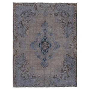 Vintage 112x85 cm Handgeknüpfter Perserteppich Orient Carpet Rug Modern Grau - Picture 1 of 7